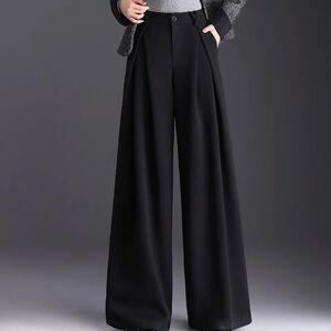 Elegant Black High Waist Wide-Leg Women's Pants